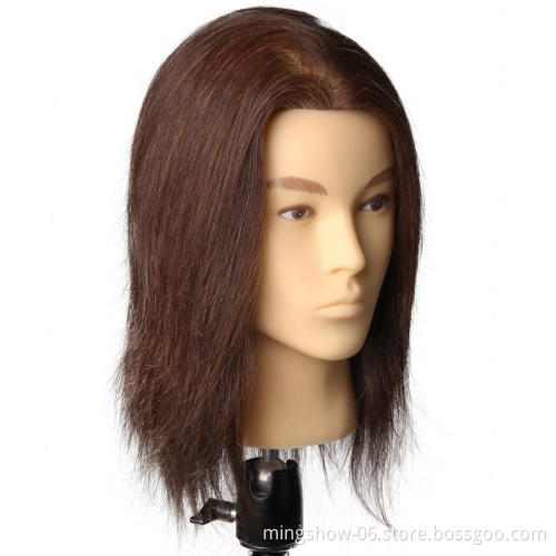 100% Human Hair Male Manikin Head Hairdresser Training Head for Styling Dye Cutting Braiding Hair Styling Training Dummy Head